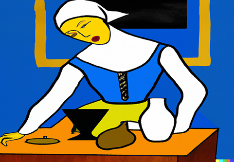 La Laitière de Johannes Vermeer à la manière de Miro